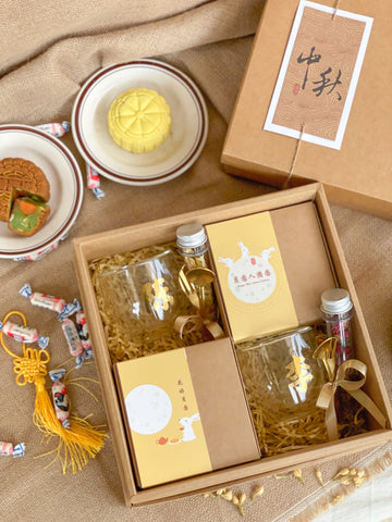 Delightful 月夕花朝 | Personalized Gift Box With Cups, Flower Tea, Cutlery & Mooncake | (Klang Valley Delivery)  - Mooncake Festival 2026