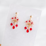 Pink Red Fan Oriental Charm A Tale of Elegance Handmade Earring (Nationwide Delivery)