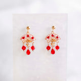 Pink Red Fan Oriental Charm A Tale of Elegance Handmade Earring (Nationwide Delivery)