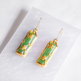 Green White Bamboo Oriental Charm A Tale of Elegance Handmade Earring (Nationwide Delivery)
