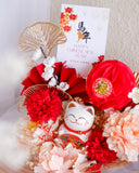 福猫迎春fortune cat Artificial Blossoming Pot (Klang Valley Delivery)