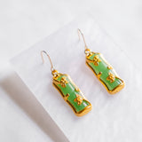 Green White Bamboo Oriental Charm A Tale of Elegance Handmade Earring (Nationwide Delivery)