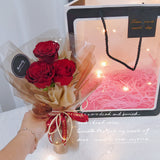 🌹Fresh Flower🌹3 Stalks Fresh Red Rose Come With Led Light & Paper Bag ( Kuantan Delivery)