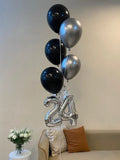 Black 6's Chrome Helium Balloon Bundle with Numbers (Kuching Delivery)