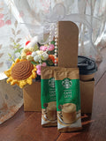 Coffee Carrier with Handmade Crochet Sunflower  (Nationwide Delivery)