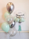 Green Helium Bubble Balloon with 6's Balloon Bundle (Kuching Delivery)