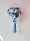 Personalized Bubble Balloon | Reflex Blue & Silver