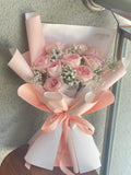 Elegant Soft Pink Rose Bouquet (10) (Klang Valley Delivery)