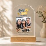 Customised Arylic Plaque with Personalised Wooden LED Light Stand Gift Set - For Dad (Best Dad Ever) - Father's Day Flowers & Gifts 2026