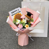 Handmade Crochet Sunflower Flower With Girl Graduation Doll (Nationwide Delivery)