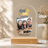 Customised Arylic Plaque with Personalised Wooden LED Light Stand Gift Set - For Dad (Best Dad Ever) - Father's Day Flowers & Gifts 2026