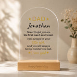 Customised Arylic Plaque with Personalised Wooden LED Light Stand Gift Set - For Dad (Message to Dad) - Father's Day Flowers & Gifts 2026