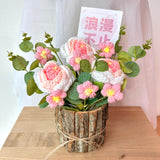 Pink Rose Crochet Flower Pot (Klang Valley Delivery Only)