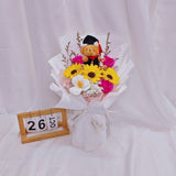 Graduation Mix Soap Flower Bouquet + Convo Bear (Kuantan Delivery)