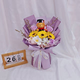 Graduation Mix Soap Flower Bouquet + Convo Bear (Kuantan Delivery)