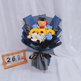 Graduation Mix Soap Flower Bouquet + Convo Bear (Kuantan Delivery)