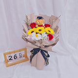 Graduation Mix Soap Flower Bouquet + Convo Bear (Kuantan Delivery)