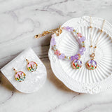 Pastel Reverie Handmade Gold Bracelet Necklace and Earring Set (Nationwide Delivery)