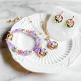Pastel Reverie Handmade Gold Bracelet Necklace and Earring Set (Nationwide Delivery)