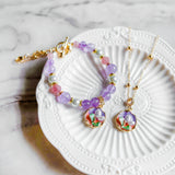 Pastel Reverie Handmade Gold Bracelet Necklace and Earring Set (Nationwide Delivery)