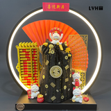 [Klang Valley Delivery] LYHO Fortune Charcoal Ornament 40cm LED Series 黑金炭招财摆件40cm灯圈系列 A