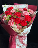 Fresh Carnations Bouquet (Red & Pink Carnation) [Kuching Delivery Only]