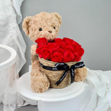 Bear With Basket Soap Flower Romantic Gift Birthday (Nationwide Delivery)