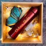 'Mother's Day 2024' Personalised Thermal Bottle & Silk Scarf Shawl Satin Hijab Gift Box Set (Nationwide Delivery)