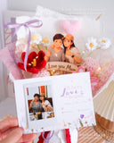 Story Bloom Memory Crochet Flower Bouquet + Illustrated Picture (Klang Valley Delivery)