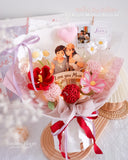 Story Bloom Memory Crochet Flower Bouquet + Illustrated Picture (Klang Valley Delivery)