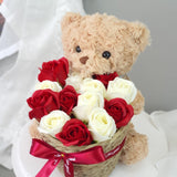 Bear With Basket Soap Flower Romantic Gift Birthday (Nationwide Delivery)