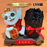 LYHO INS-Inspired Lucky Cat Fortune Charcoal Gift Set INS 风招财猫黑金炭摆设 [Klang Valley Delivery]