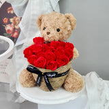 Bear With Basket Soap Flower Romantic Gift Birthday (Nationwide Delivery)