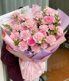 Fresh Carnations Bouquet (Pink Carnation &  Rose) [Kuching Delivery Only]