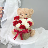 Bear With Basket Soap Flower Romantic Gift Birthday (Nationwide Delivery)