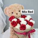 Bear With Basket Soap Flower Romantic Gift Birthday (Nationwide Delivery)
