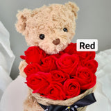 Bear With Basket Soap Flower Romantic Gift Birthday (Nationwide Delivery)
