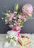 Love you mum set 3 with cake and teddy bear