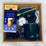 Christmas 2024: "Brew My Day" Customized Ceramic Mug and Gold spoon, mug warmer heater pad, ZUS Premium Instant premix Coffee & mini cotton flower Gift Set (Klang Valley Delivery)