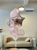 Pink Star Foil Shaped with 8's Helium Balloon Bundle (Kuching Delivery)
