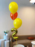 Yellow Numeric Helium Balloon & 3's Helium Latex Balloon Bundle (Kuching Delivery)