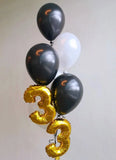 Black Yellow 2's Numeric Foil Balloon & 4's Helium Latex Balloon Bundle  (Kuching Delivery)