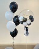 Black Style Bubble Helium Balloon with 5's Balloon Bundle (Kuching Delivery)