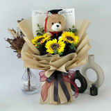 Graduation Bear with Artificial Flowers (West Malaysia Delivery Only)