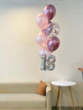 Pink 7's Helium Balloon Bundle with Numberic Foil Balloon (Kuching Delivery)