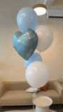 Blue Love Shaped Foil Balloon with 4's Helium Bundle Balloon (Kuching Delivery)