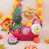Splendour of Deepavali Fruit Basket (5 Types of Fruits) (Klang Valley Delivery)  - Deepavali Hampers & Gifts 2026