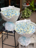 Blue & Ivory Rose Bouquet （99）(Klang Valley Delivery)