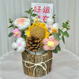 Pink Sunflower Cottage Crochet Pot (Klang Valley Delivery)