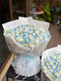 Blue & Ivory Rose Bouquet （99）(Klang Valley Delivery)